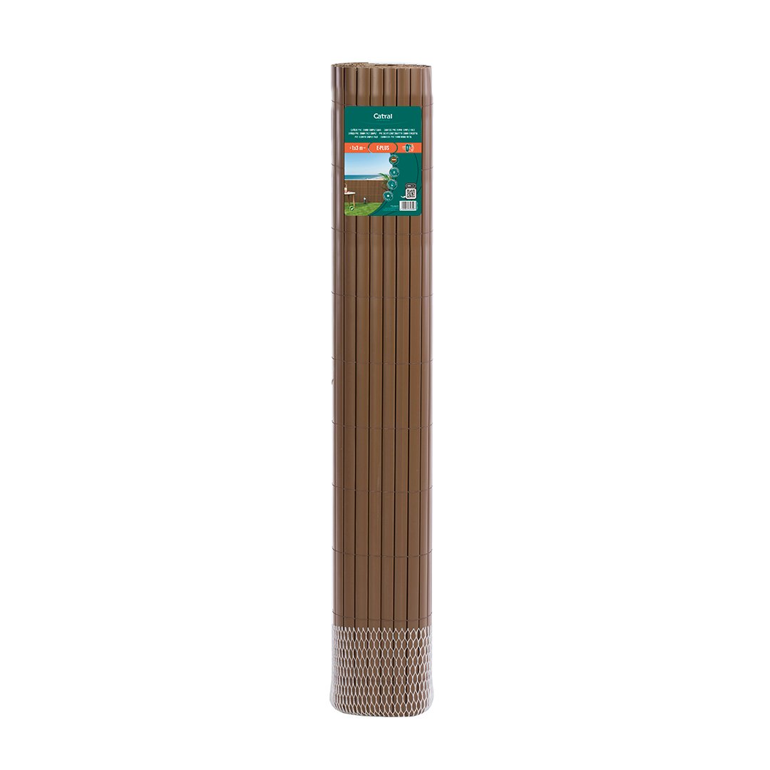 Cañizo PVC Bambú Ovalado Estera de PVC COMERCIAL CANDELA (Marrón-1.5 x 3 m)