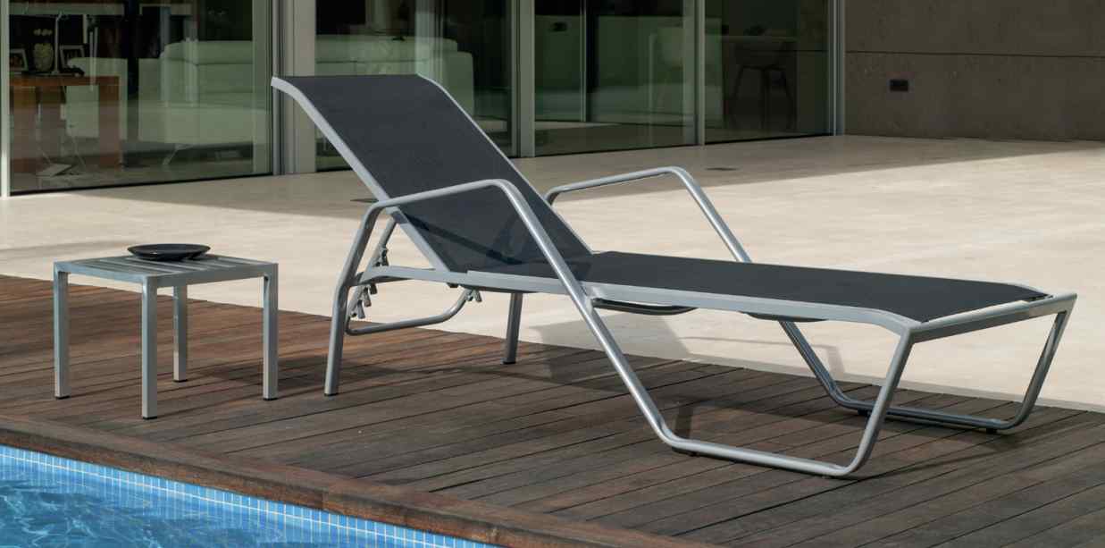 Chaise longue en aluminium empilable et inclinable Imperial-12 - BLANC - BLANC