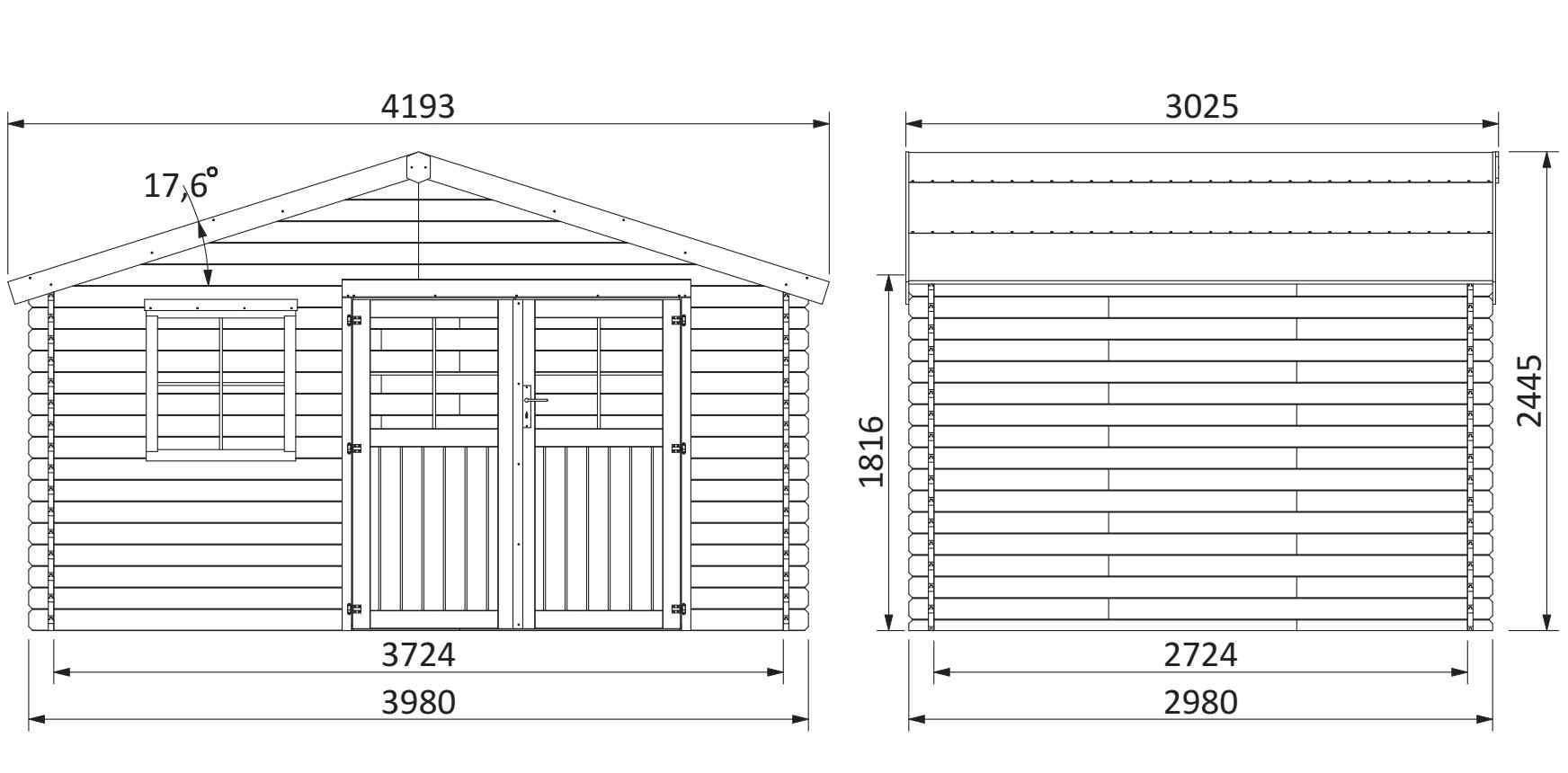 Caseta de madera - Flodeal. 28 mm. 400x300 cm. 11,86 m²