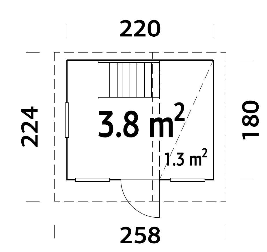 Casita de Madera Infantil Tom Palmako 3,8 m² o 220x180cm