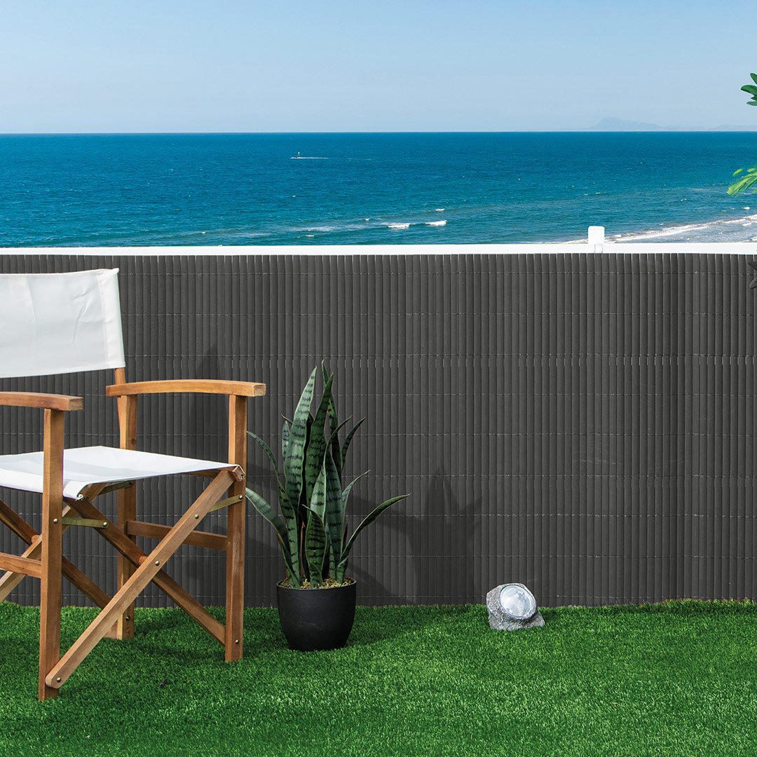 Cañizo de Ocultación PVC 1 x 5 m, gris antracita Doble Cara para jardines y  terrazas